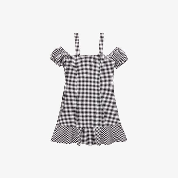 H&M Gingham Cold-Shoulder Mini Dress 🖤🤍☀️ - Picture 2 of 5